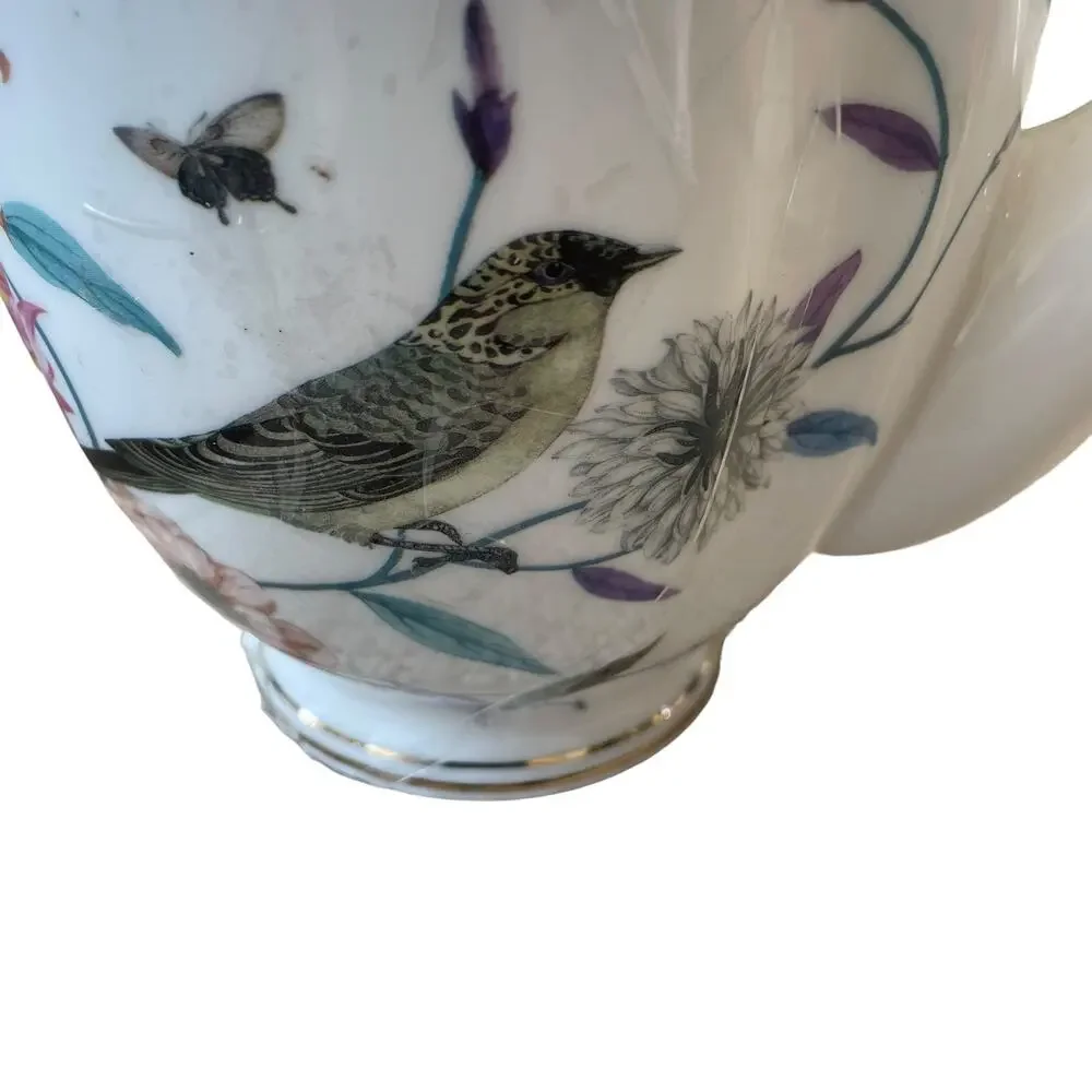Grace Teaware Fine Porcelain Teapot Very Elegant Floral & Birds 6.5